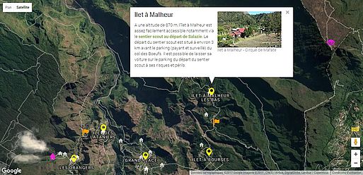 Exemple de carte interactive (ici, Mafate)